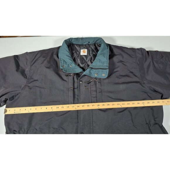 Carhartt Full Zip Quilt Lined Black/Green Outdoor Work Coat Jacket Men's 2XL - Picture 6 of 16